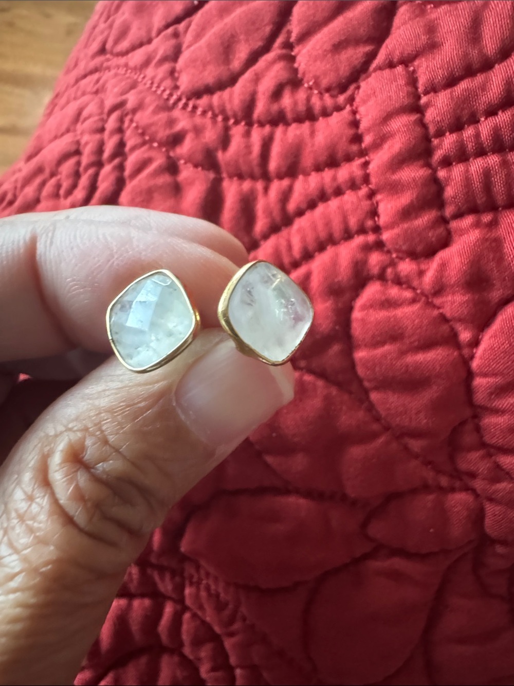Argento Vivo White Moonstone Gold-Trim Stud Earrings - Women Jewelry